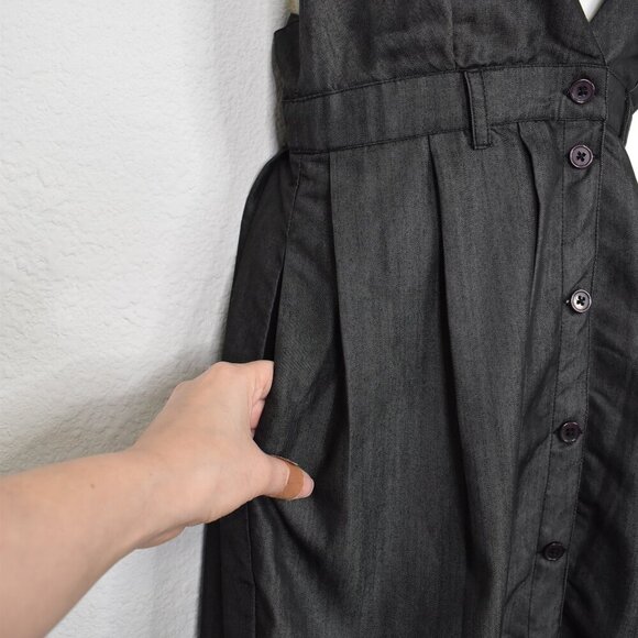 Nasty Gal Midi Dress Button Front Sz S Strappy Back Preppy Academia Retro Work - Picture 9 of 16